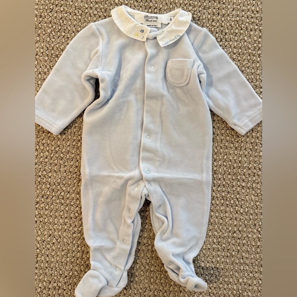 Bonpoint Newborn Light Blue Baby One Piece
